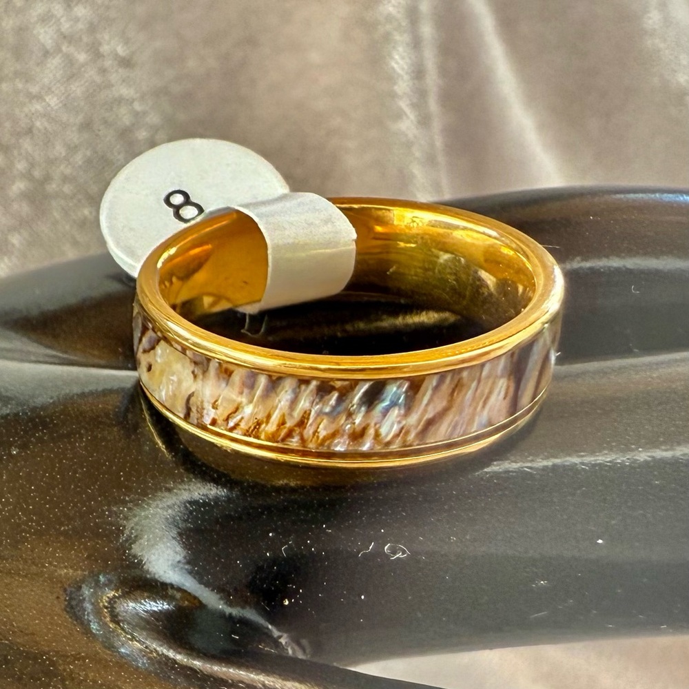 2/$25 Gold Plated Enamel Art Ring Size 8 – Colorful Iridescent Shine - Picture 6 of 8